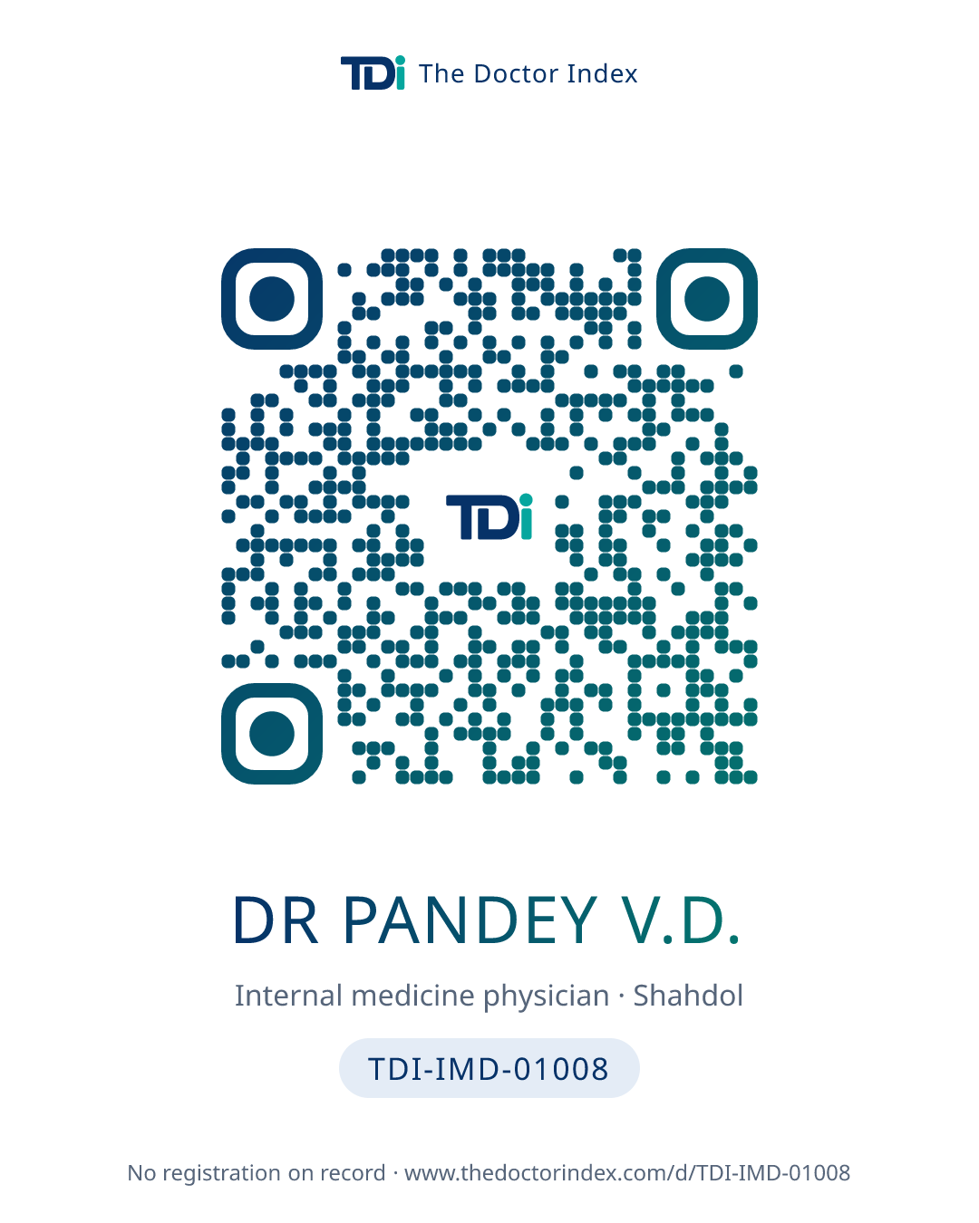 QR card for Dr Pandey V.D., TDI-IMD-01008