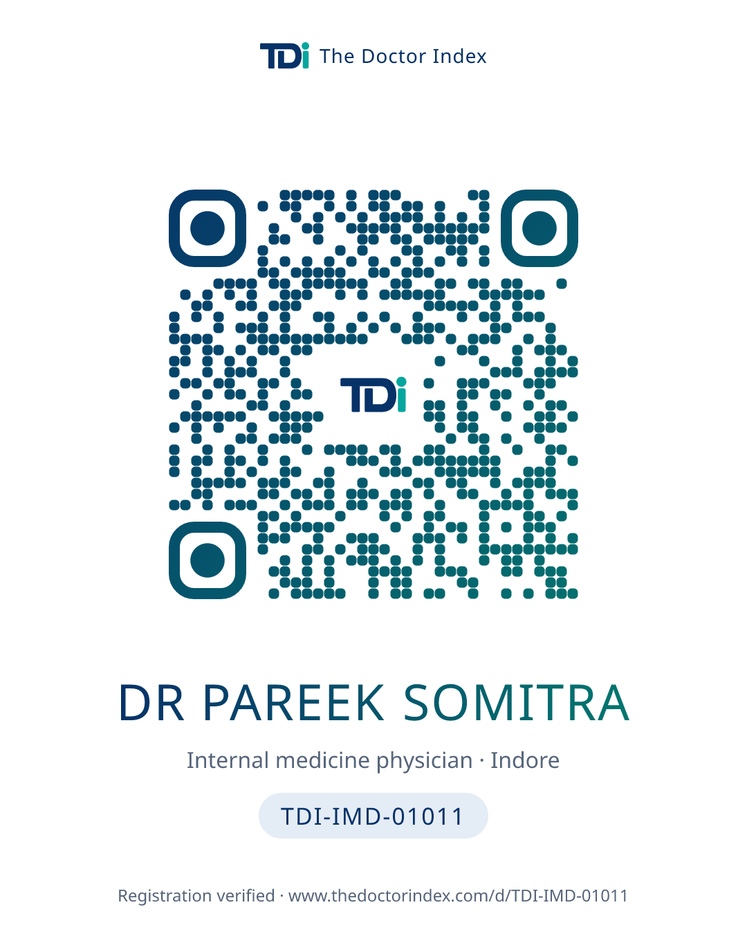 QR card for Dr Pareek Somitra, TDI-IMD-01011
