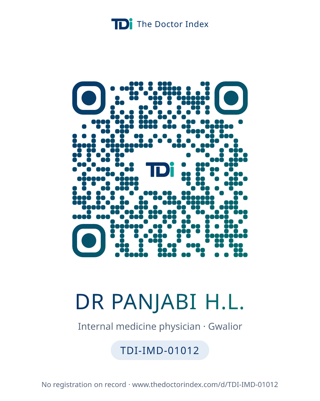 QR card for Dr Panjabi H.L., TDI-IMD-01012