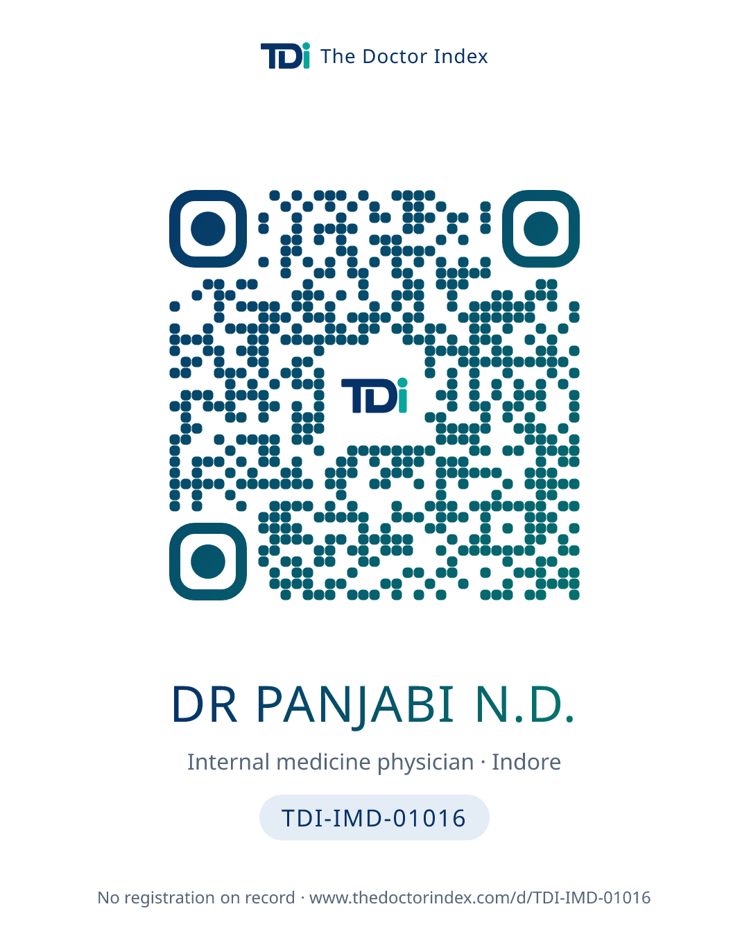 QR card for Dr Panjabi N.D., TDI-IMD-01016