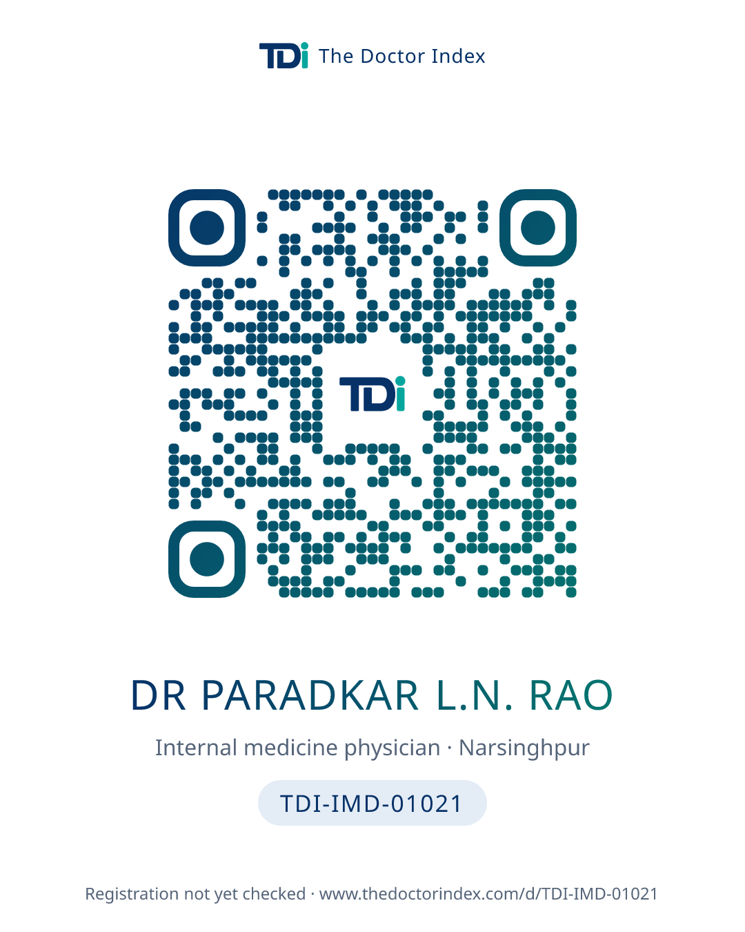 QR card for Dr Paradkar L.N. Rao, TDI-IMD-01021