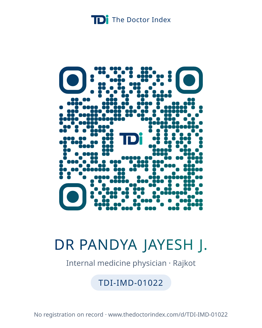 QR card for Dr Pandya Jayesh J., TDI-IMD-01022
