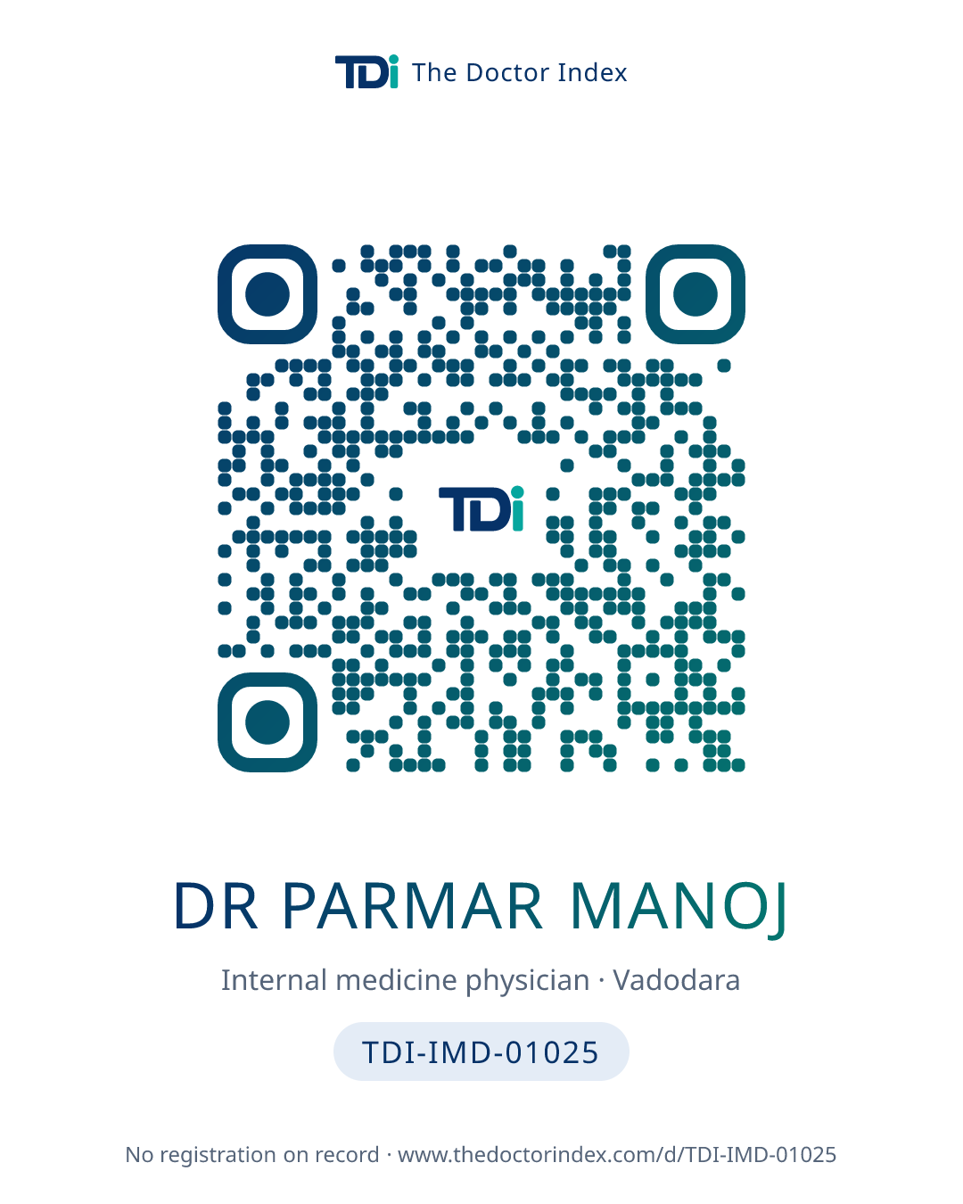 QR card for Dr Parmar Manoj, TDI-IMD-01025