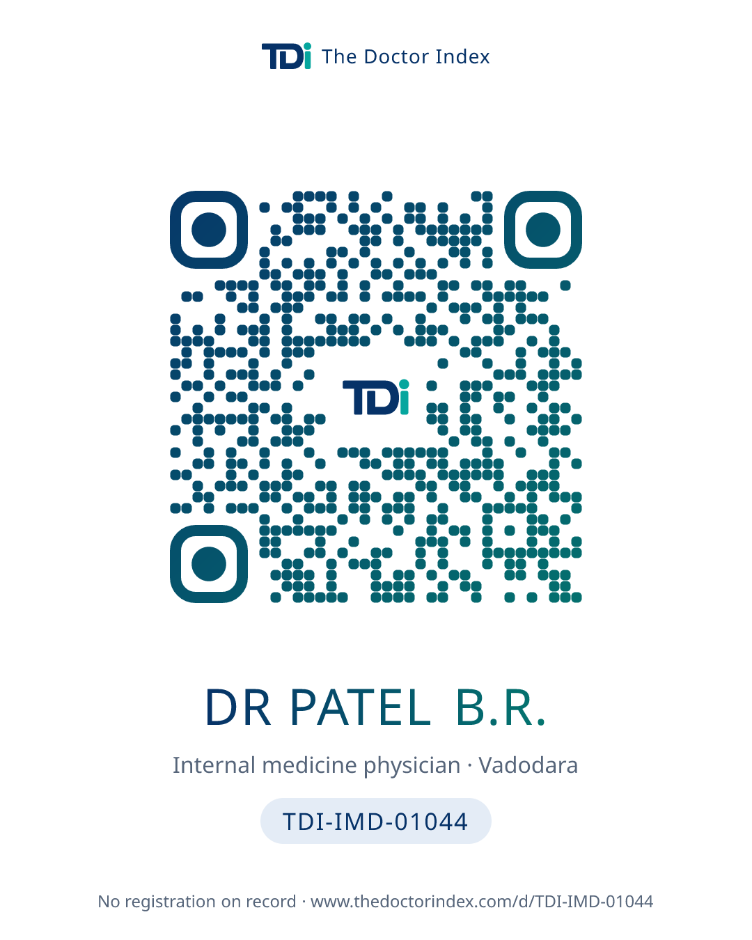 QR card for Dr Patel B.R., TDI-IMD-01044