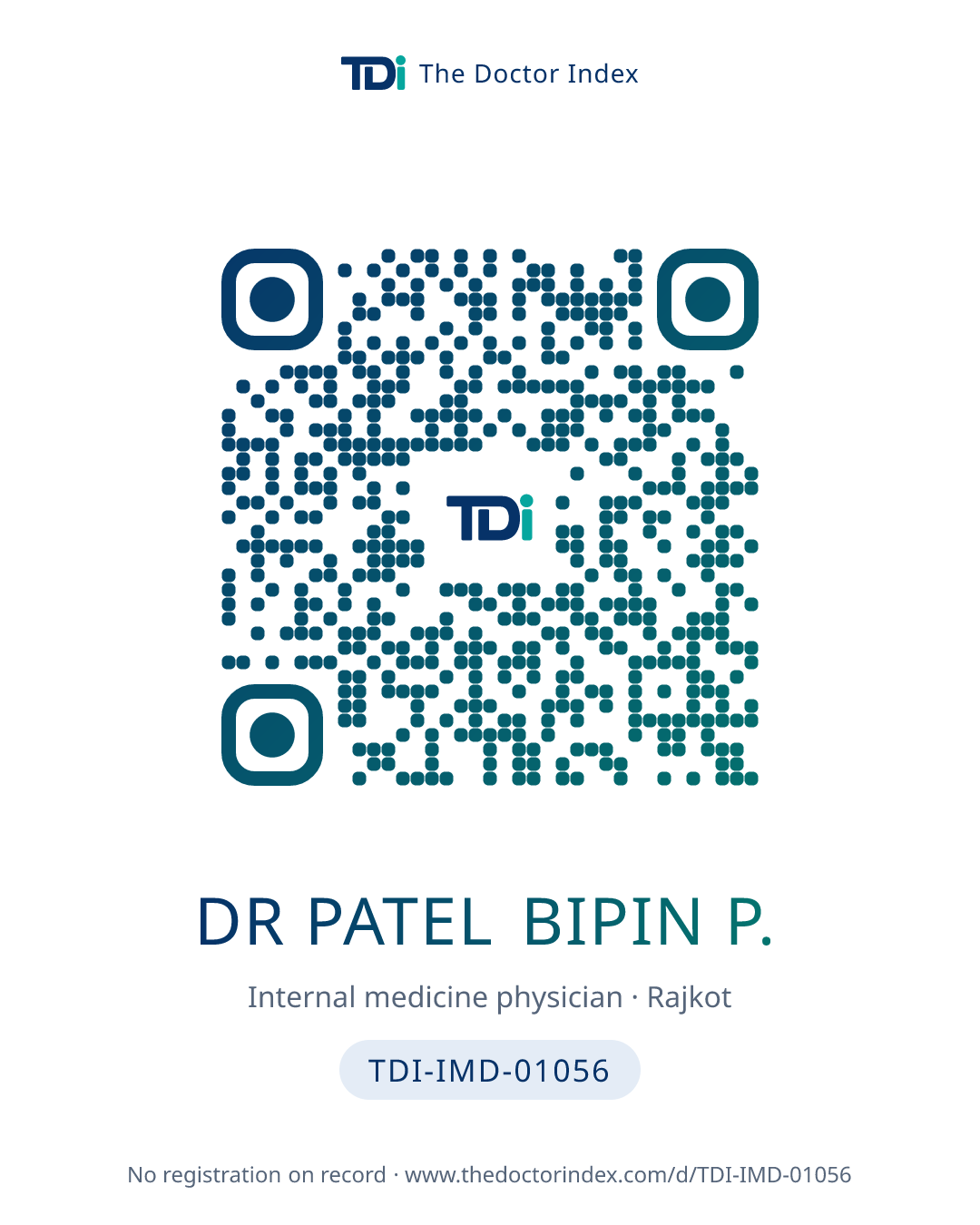 QR card for Dr Patel Bipin P., TDI-IMD-01056