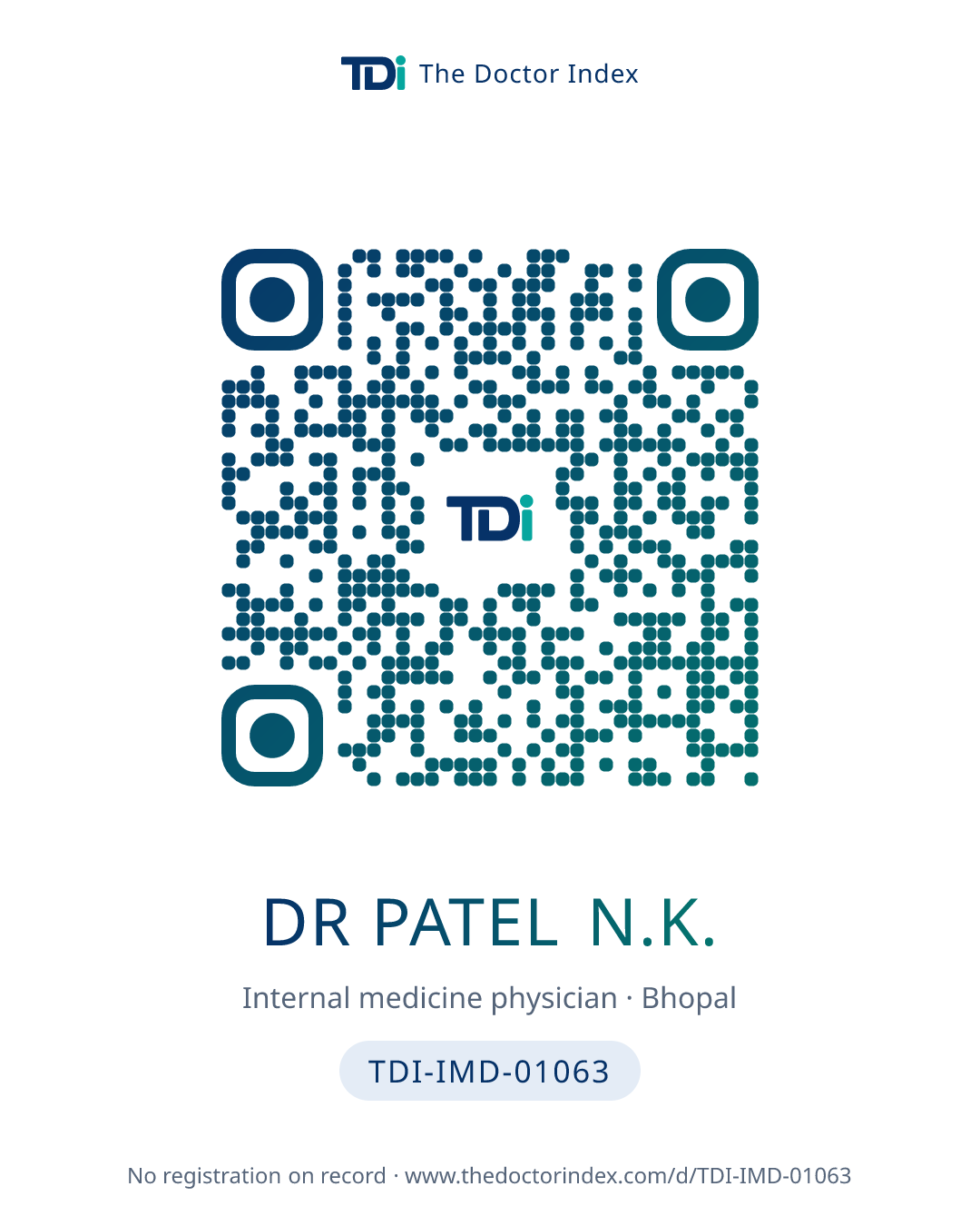 QR card for Dr Patel N.K., TDI-IMD-01063