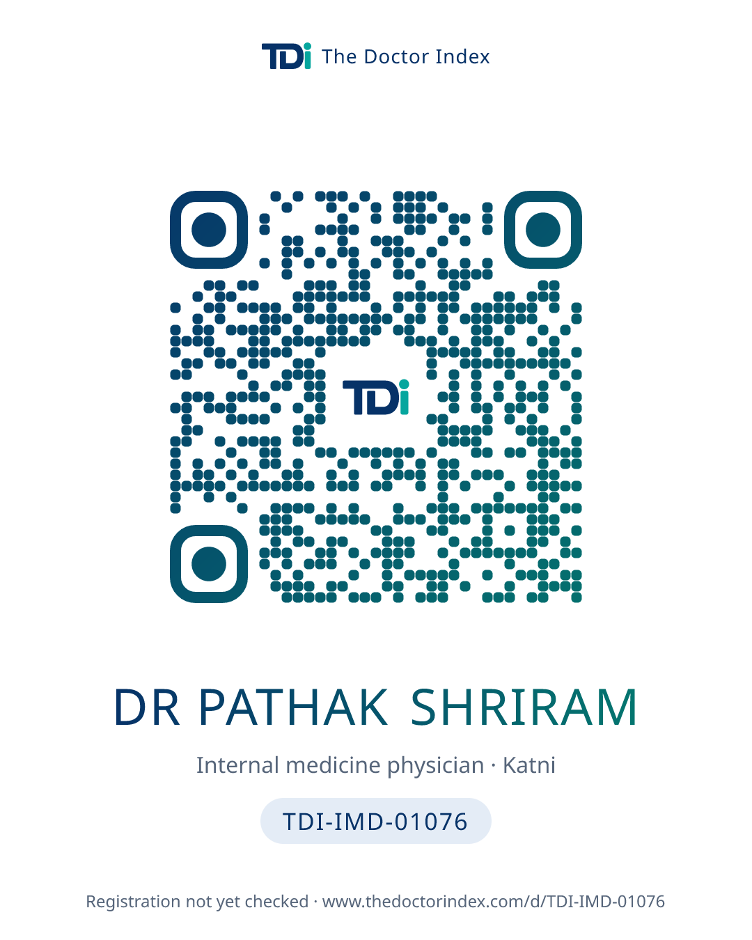 QR card for Dr Pathak Shriram, TDI-IMD-01076
