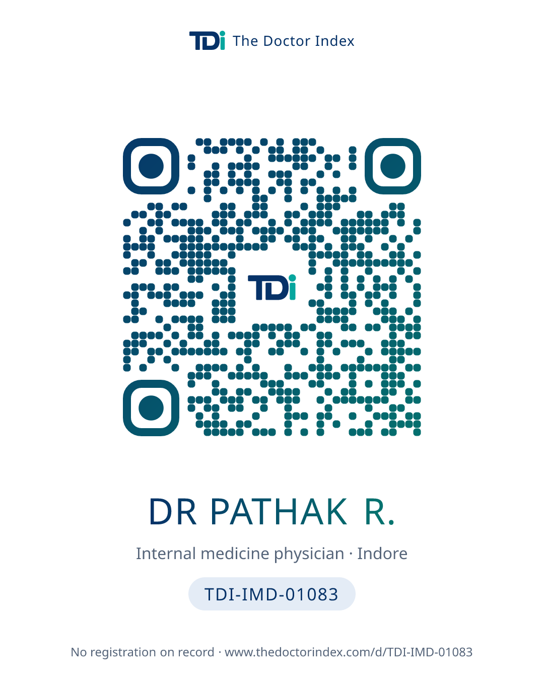 QR card for Dr Pathak R., TDI-IMD-01083