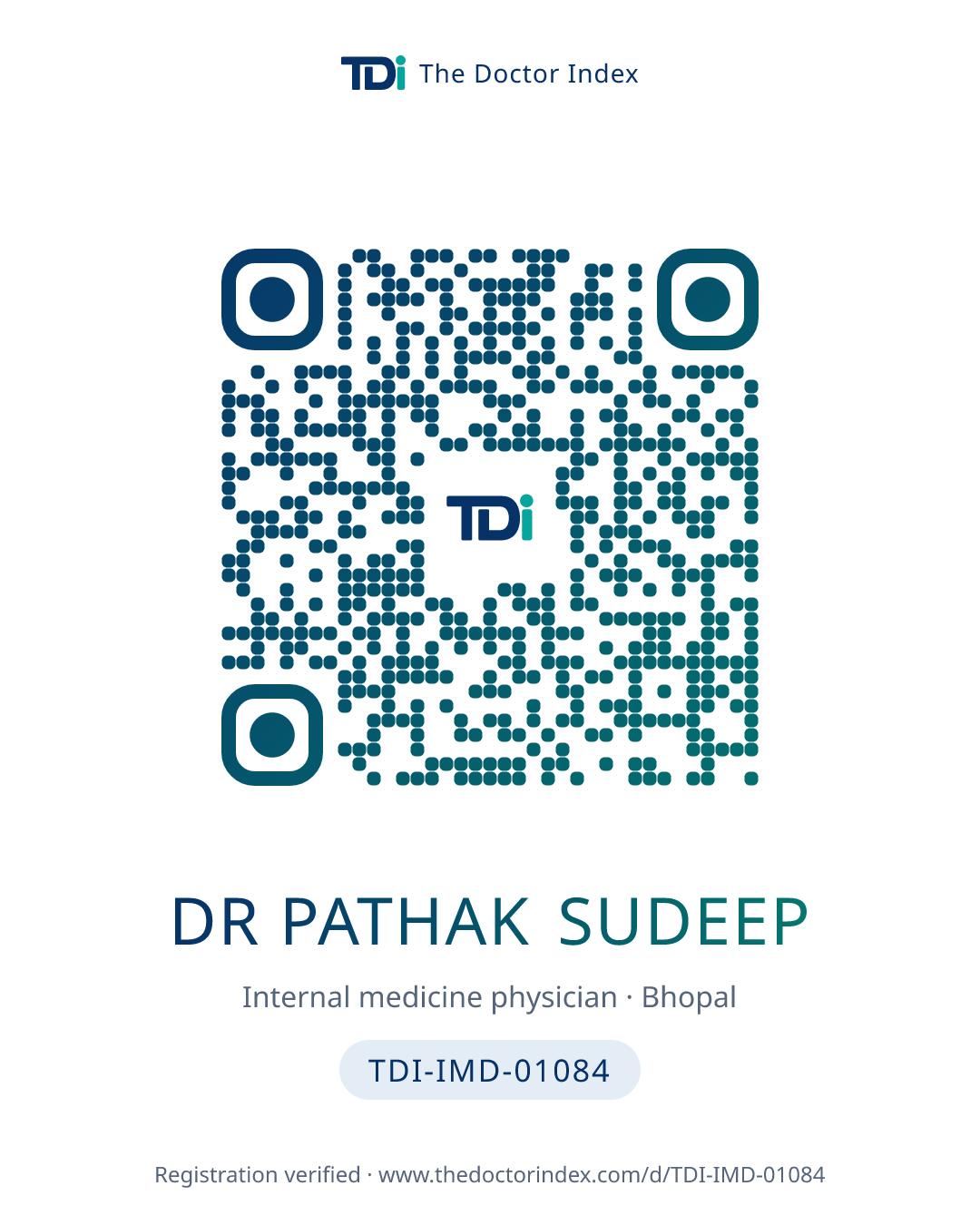 QR card for Dr Pathak Sudeep, TDI-IMD-01084