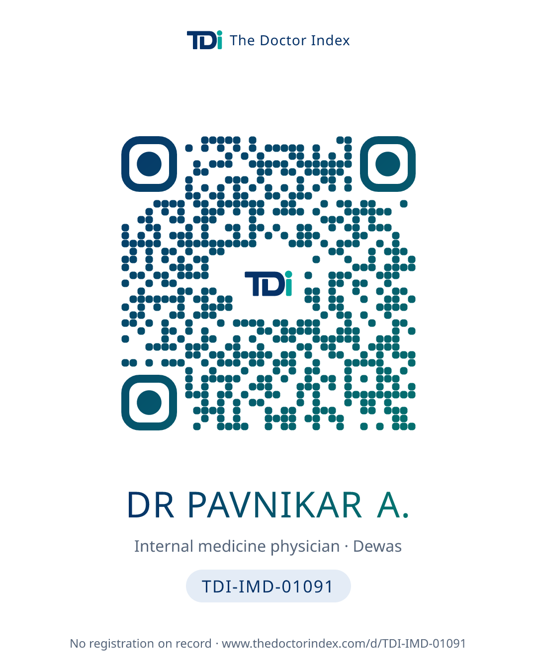 QR card for Dr Pavnikar A., TDI-IMD-01091