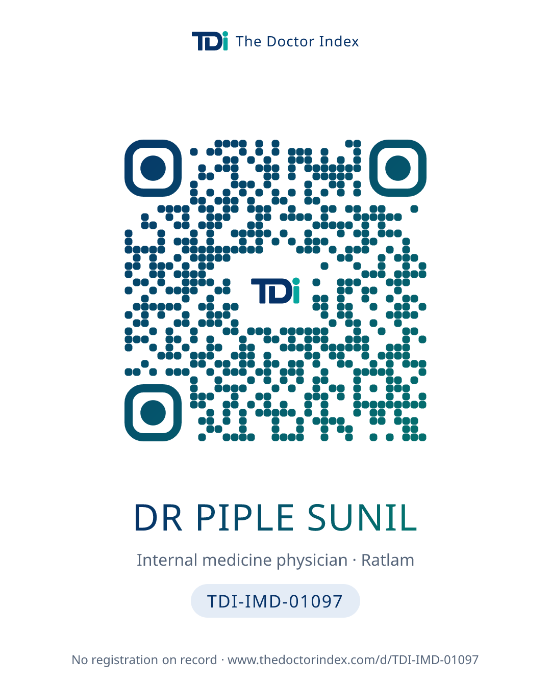 QR card for Dr Piple Sunil, TDI-IMD-01097