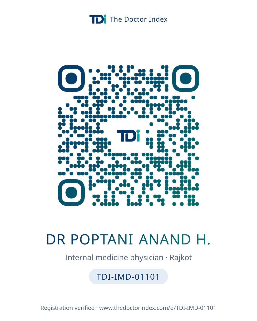 QR card for Dr Poptani Anand H., TDI-IMD-01101