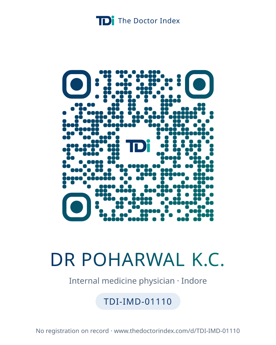 QR card for Dr Poharwal K.C., TDI-IMD-01110
