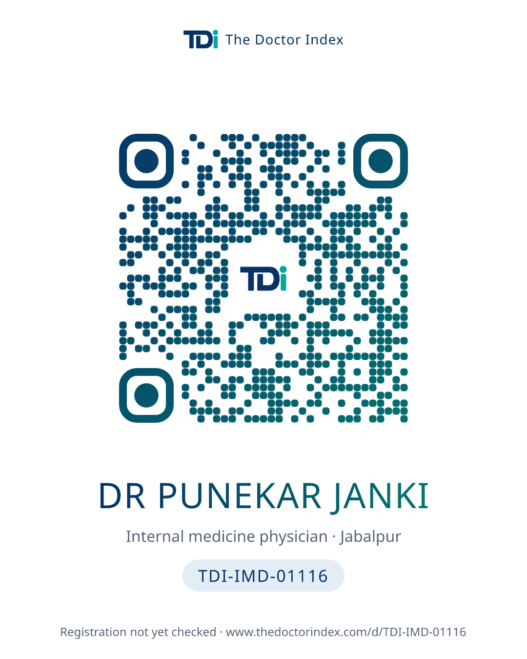 QR card for Dr Punekar Janki, TDI-IMD-01116
