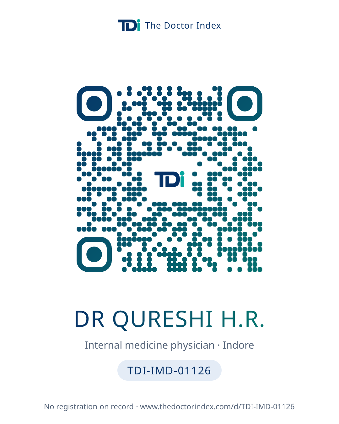 QR card for Dr Qureshi H.R., TDI-IMD-01126