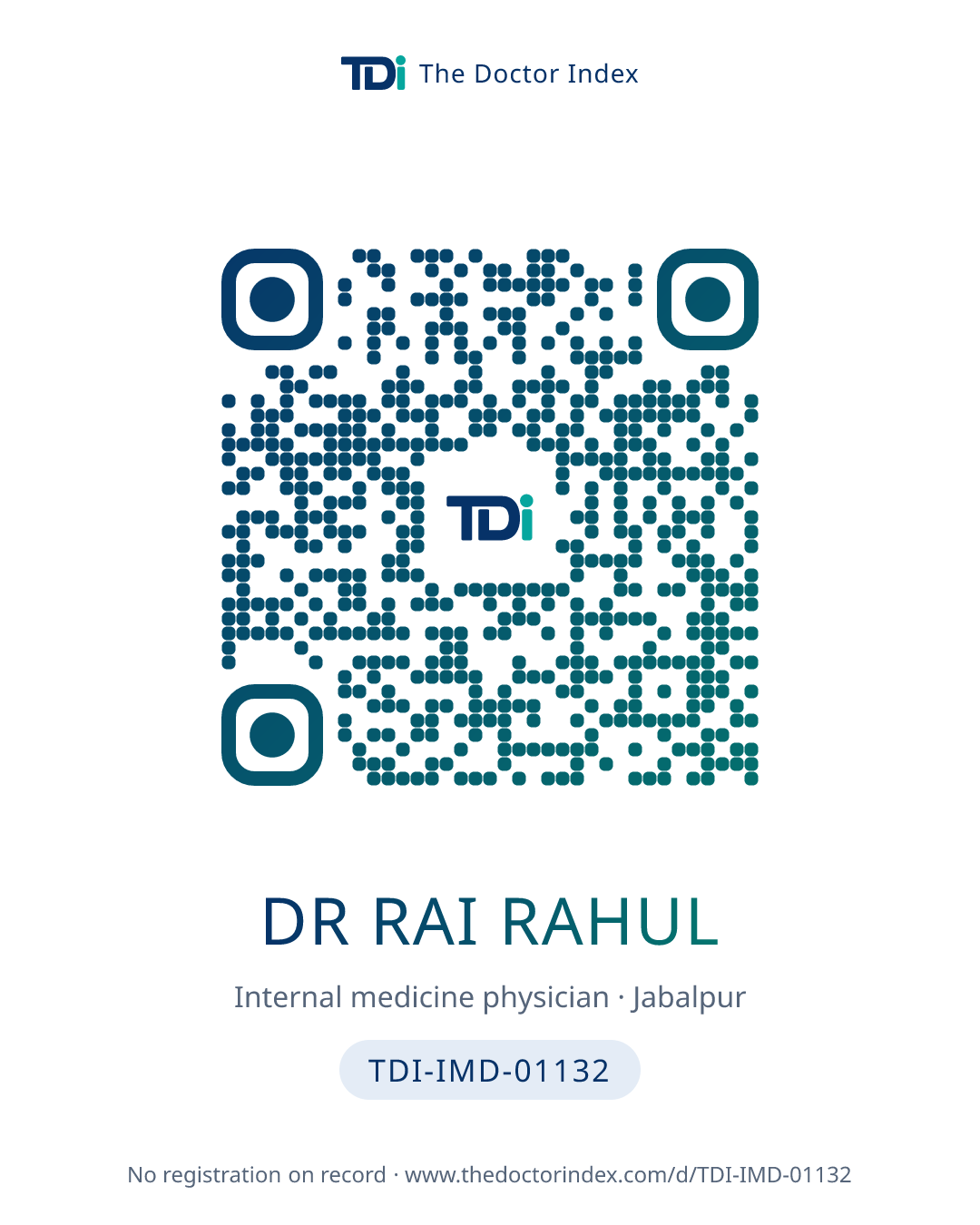 QR card for Dr Rai Rahul, TDI-IMD-01132