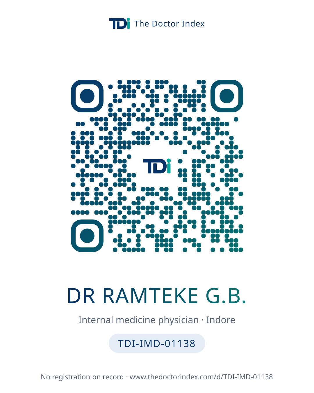 QR card for Dr Ramteke G.B., TDI-IMD-01138