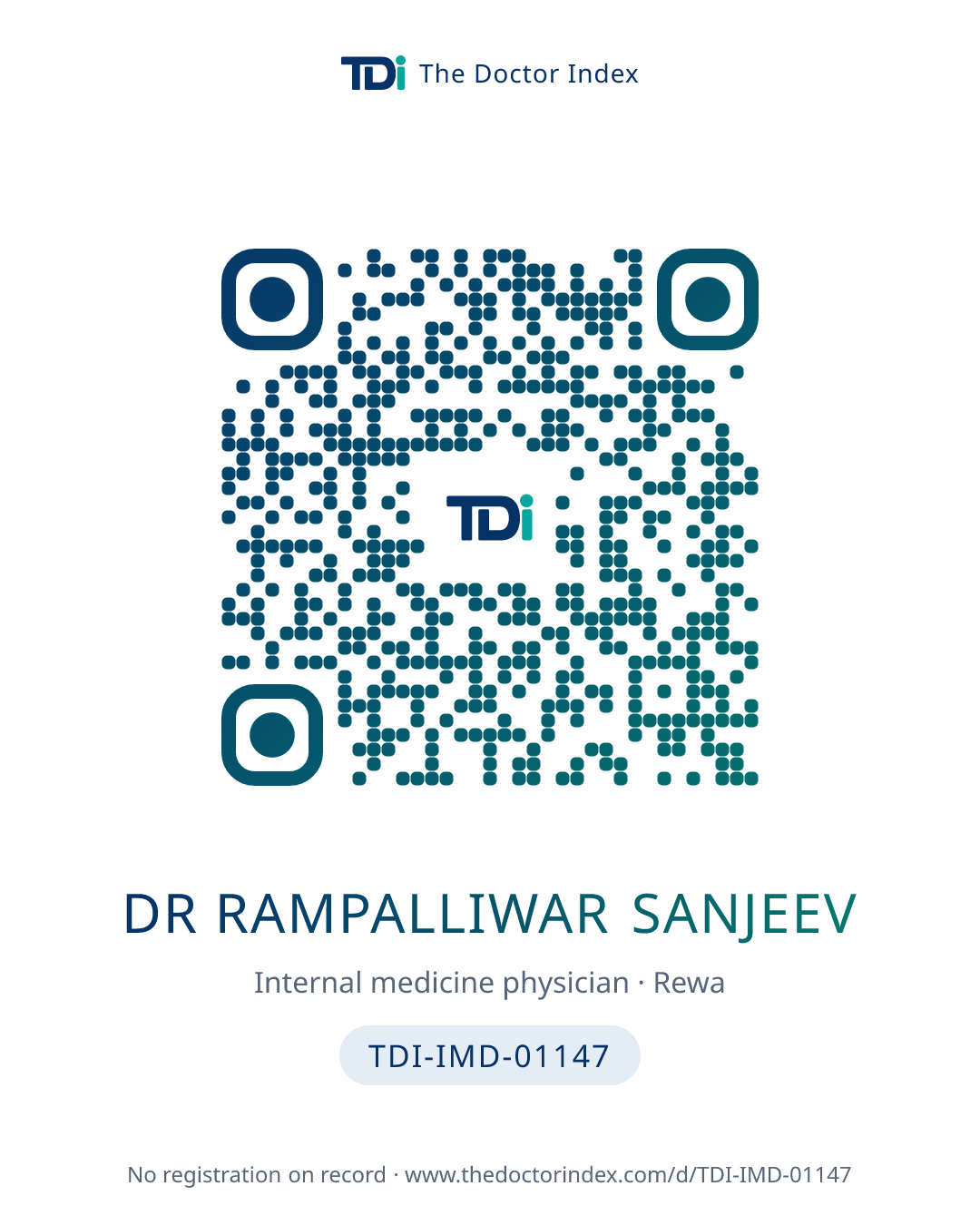 QR card for Dr Rampalliwar Sanjeev, TDI-IMD-01147
