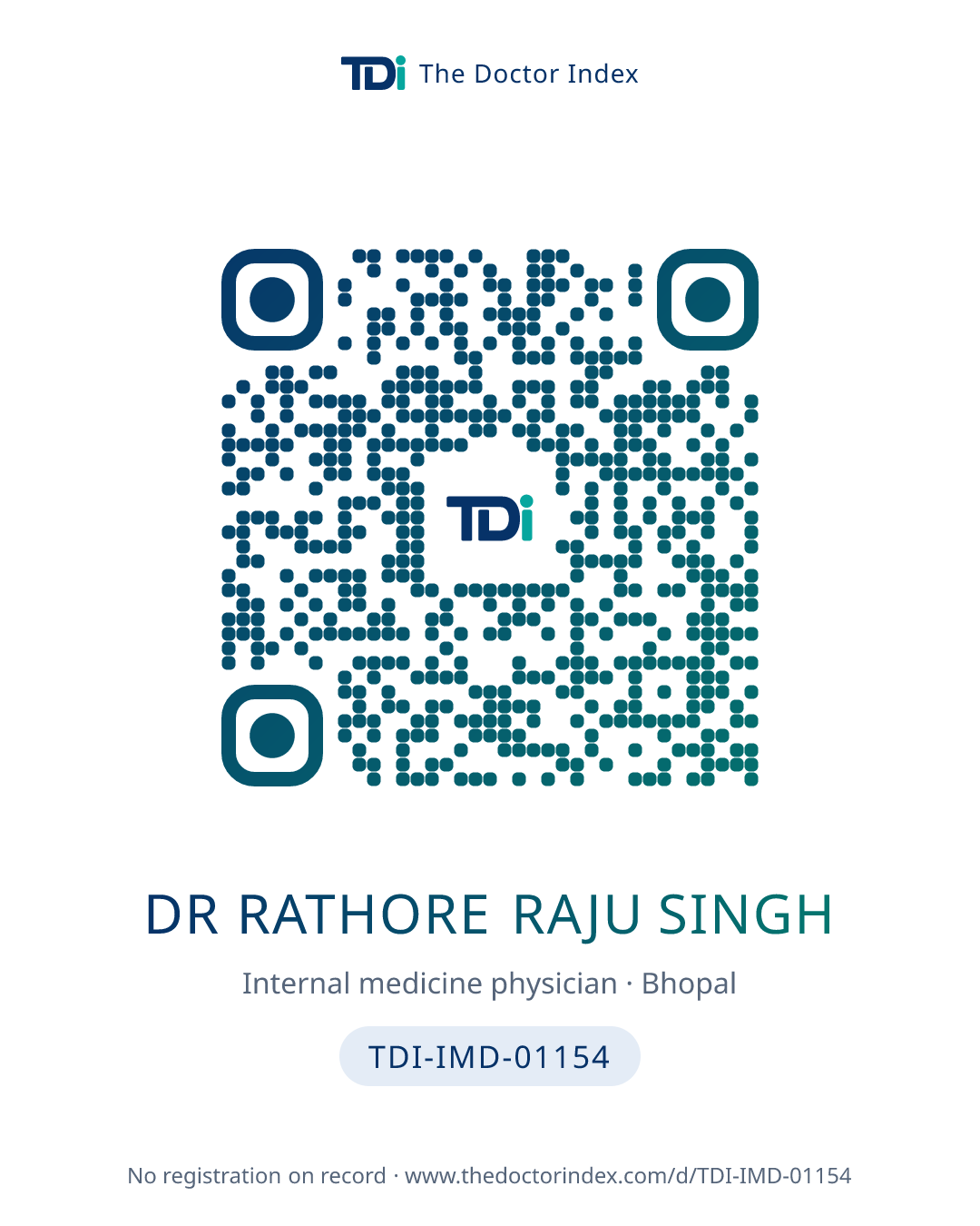QR card for Dr Rathore Raju Singh, TDI-IMD-01154