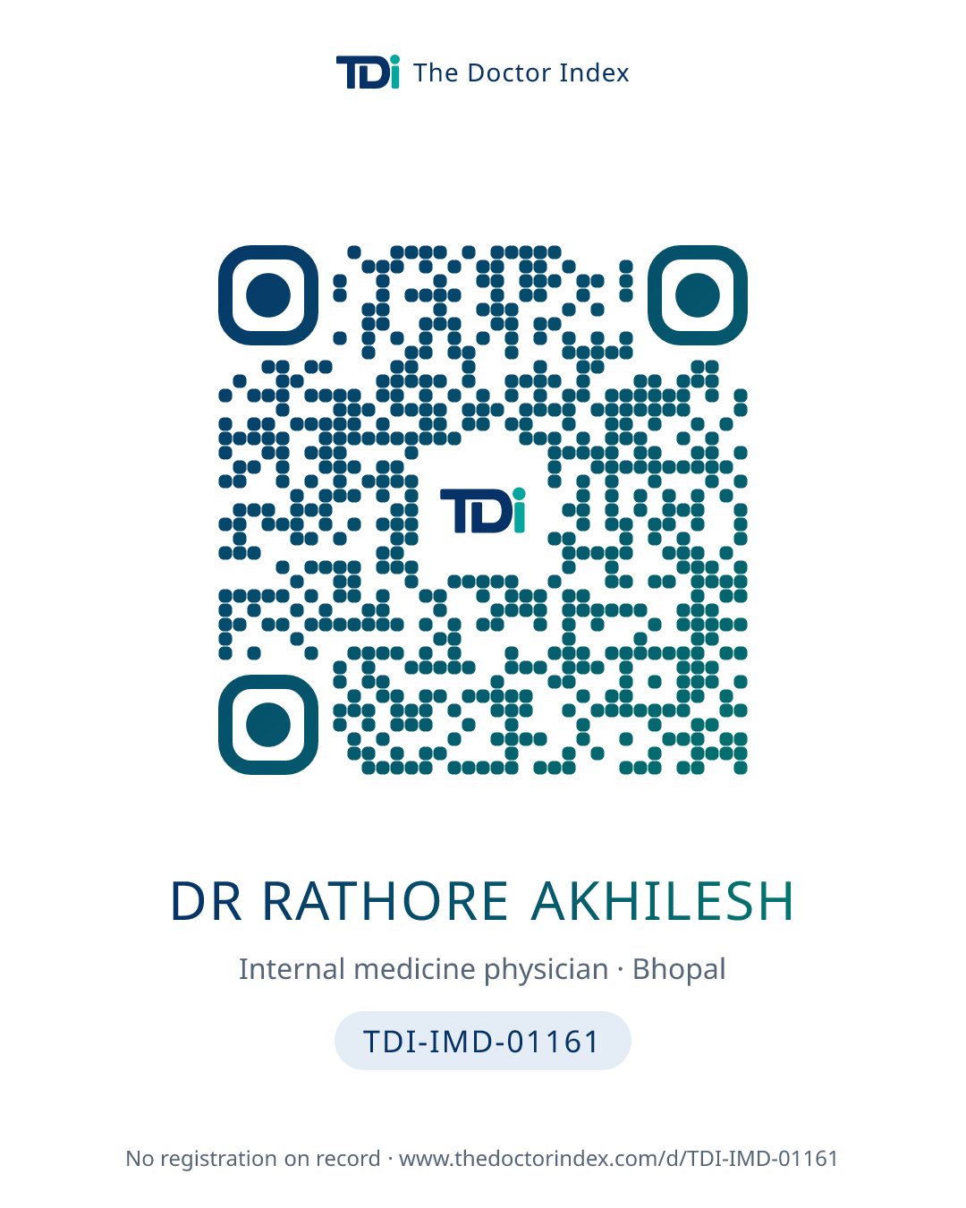 QR card for Dr Rathore Akhilesh, TDI-IMD-01161