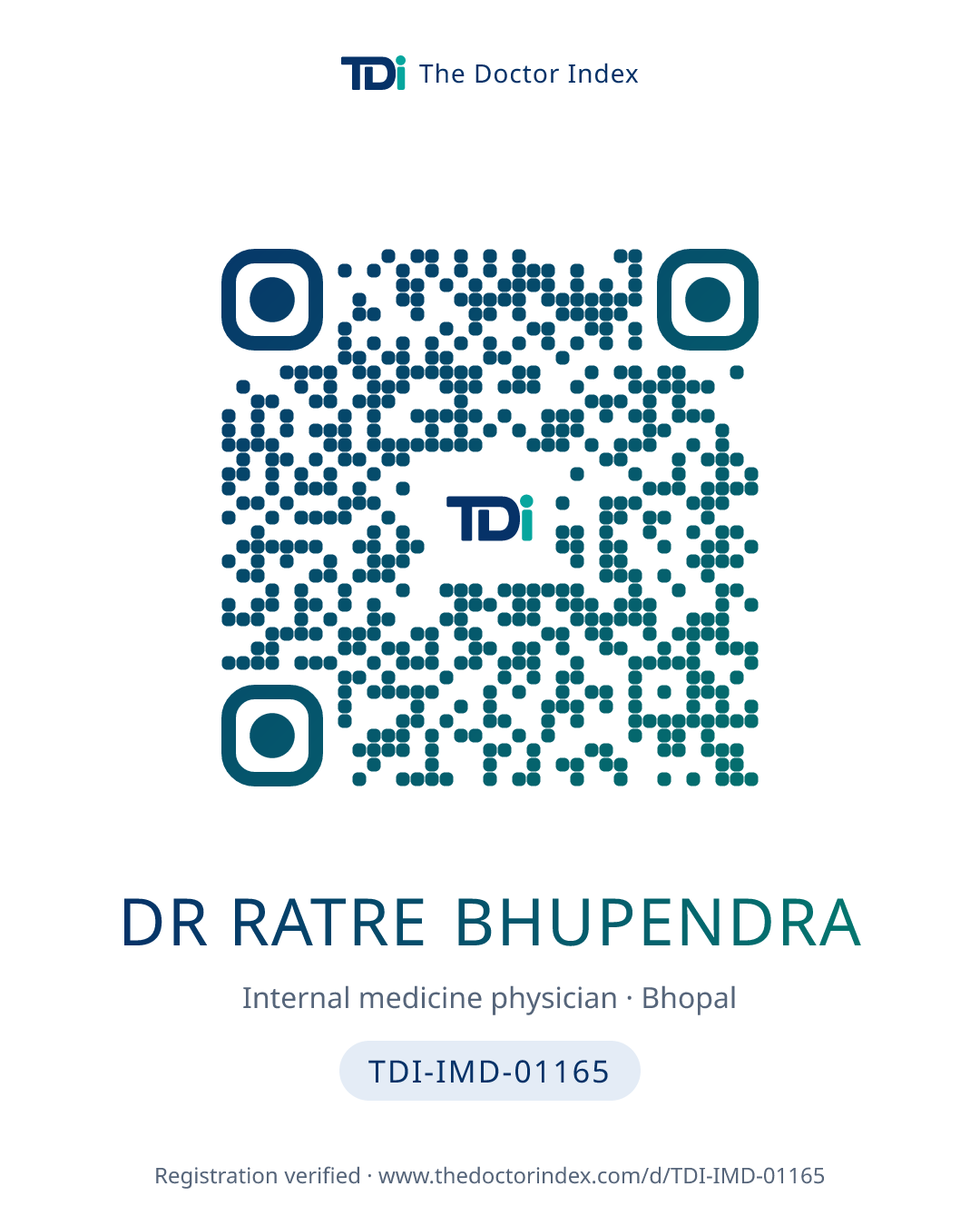 QR card for Dr Ratre Bhupendra, TDI-IMD-01165