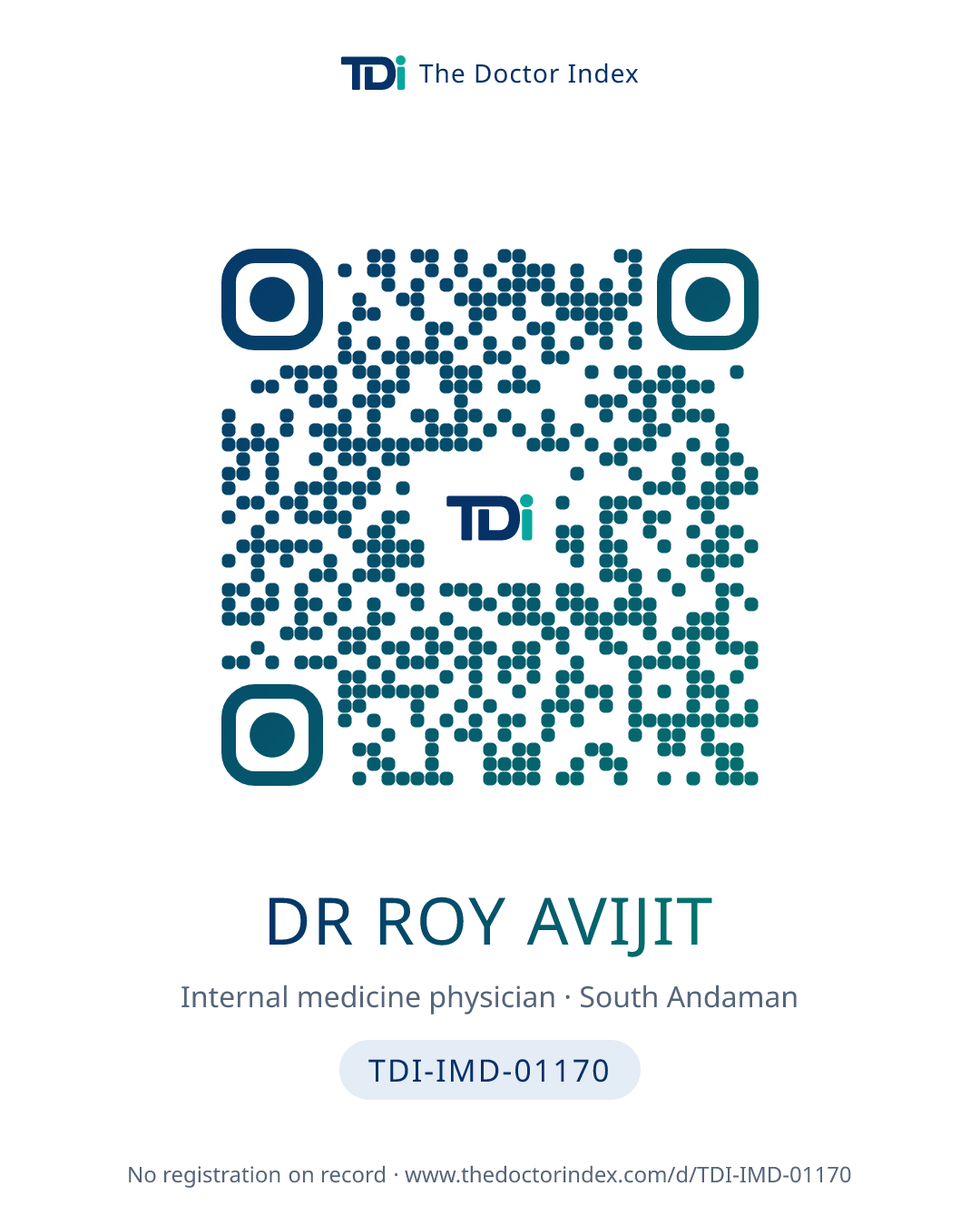 QR card for Dr Roy Avijit, TDI-IMD-01170