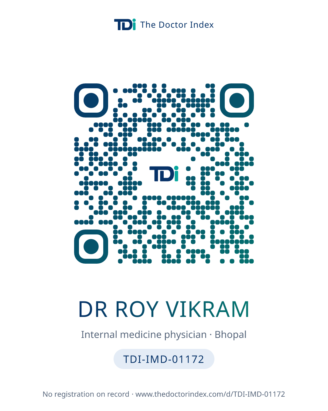 QR card for Dr Roy Vikram, TDI-IMD-01172