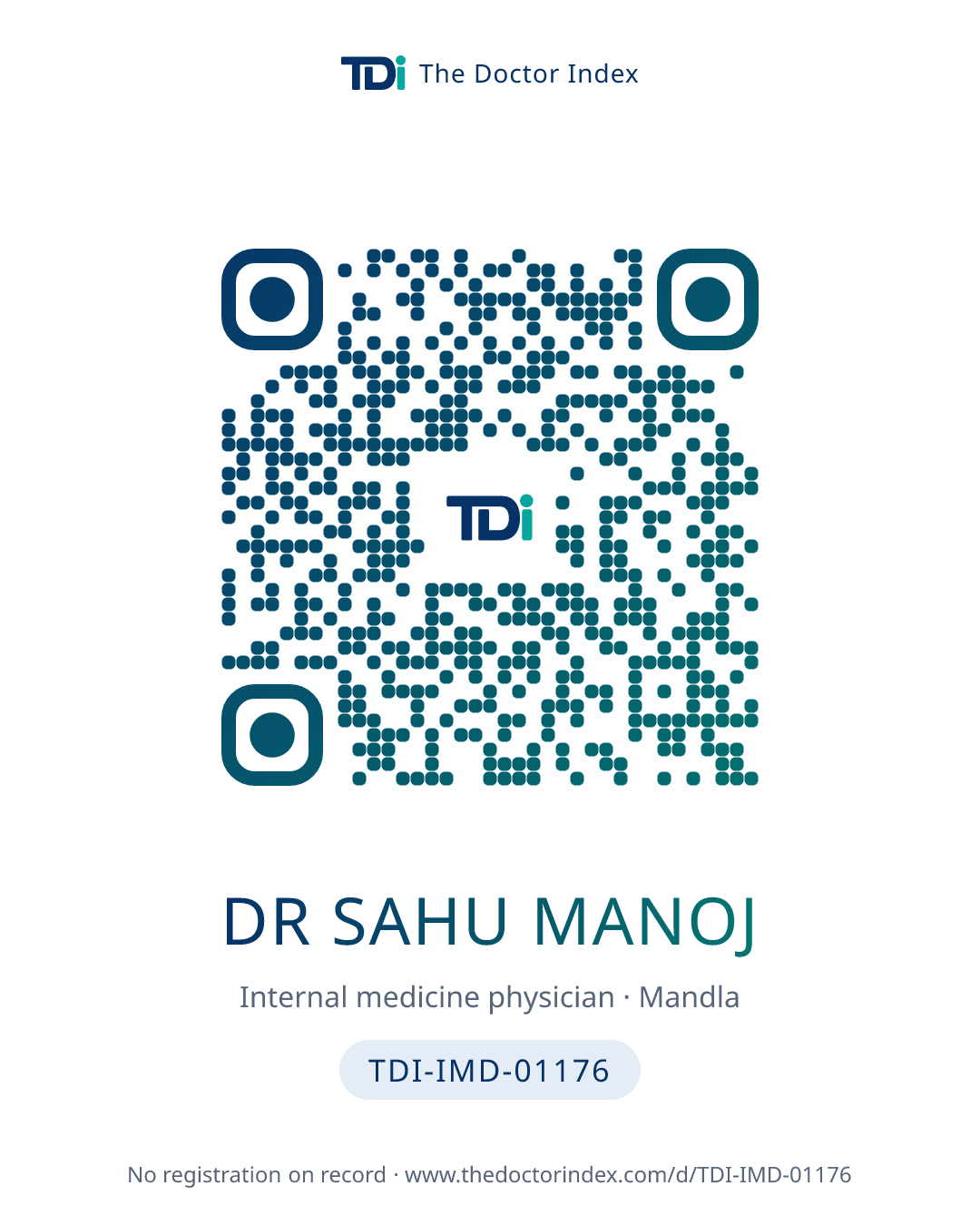 QR card for Dr Sahu Manoj, TDI-IMD-01176