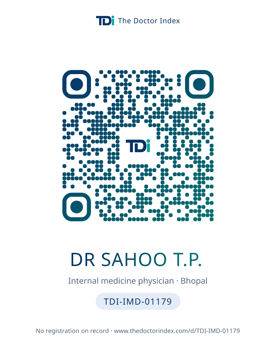 QR card for Dr Sahoo T.P., TDI-IMD-01179