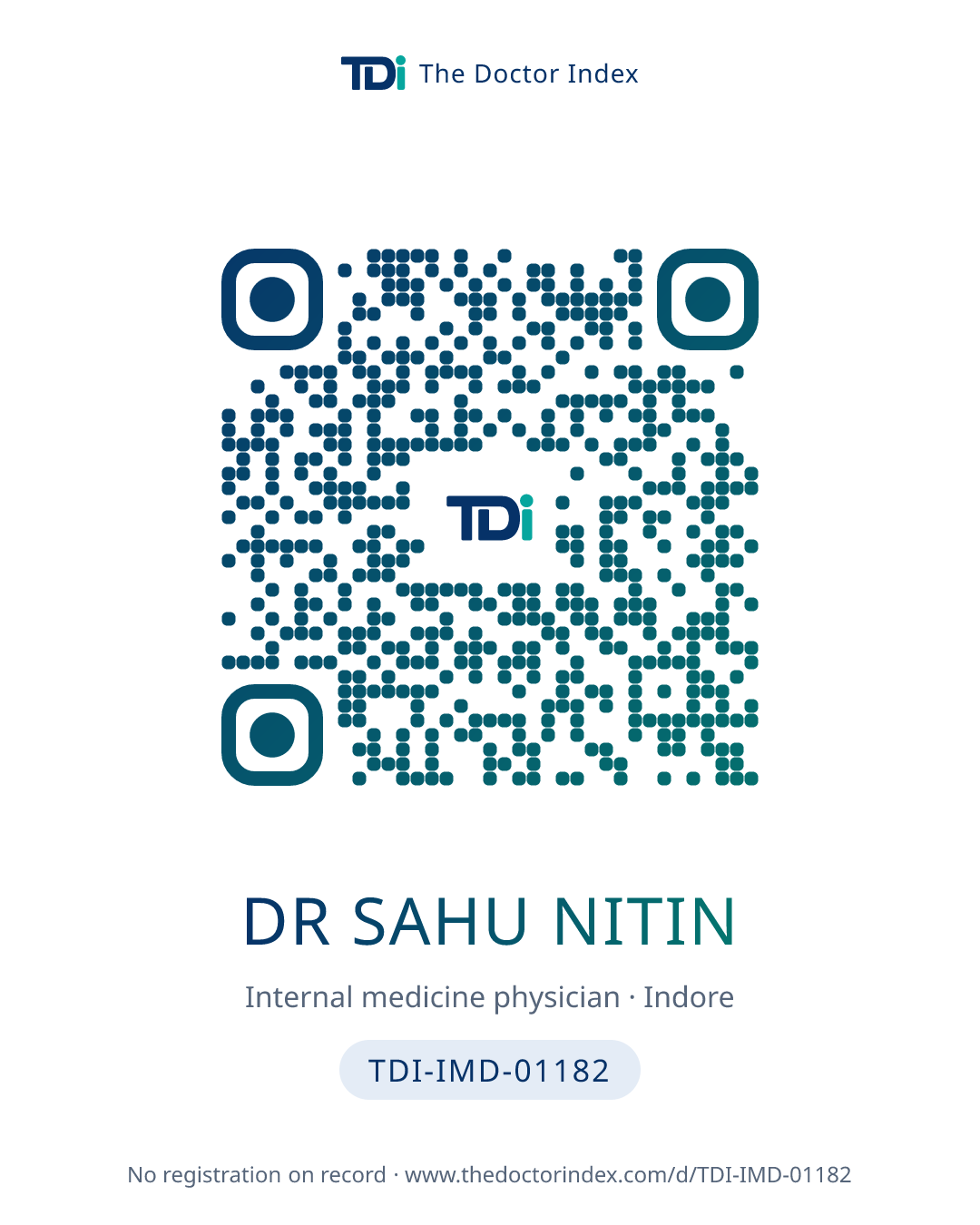 QR card for Dr Sahu Nitin, TDI-IMD-01182
