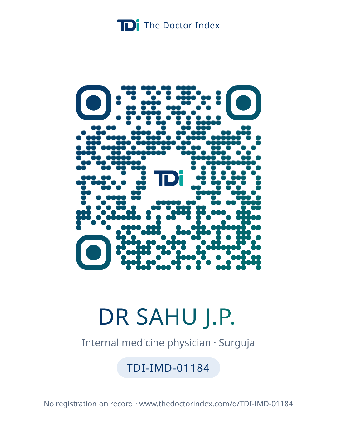 QR card for Dr Sahu J.P., TDI-IMD-01184