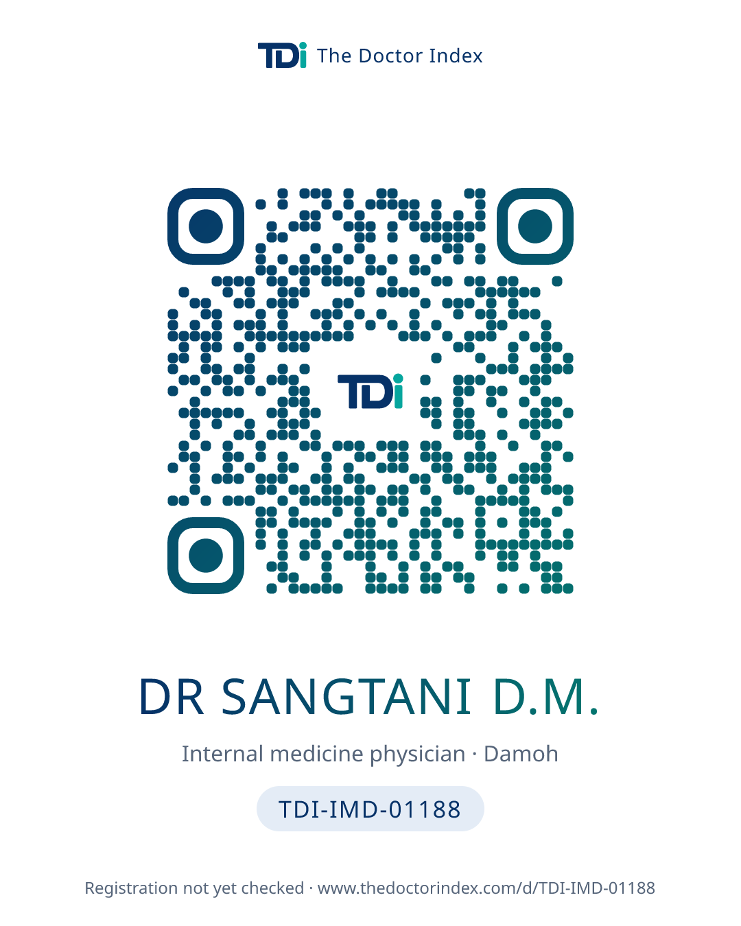 QR card for Dr Sangtani D.M., TDI-IMD-01188