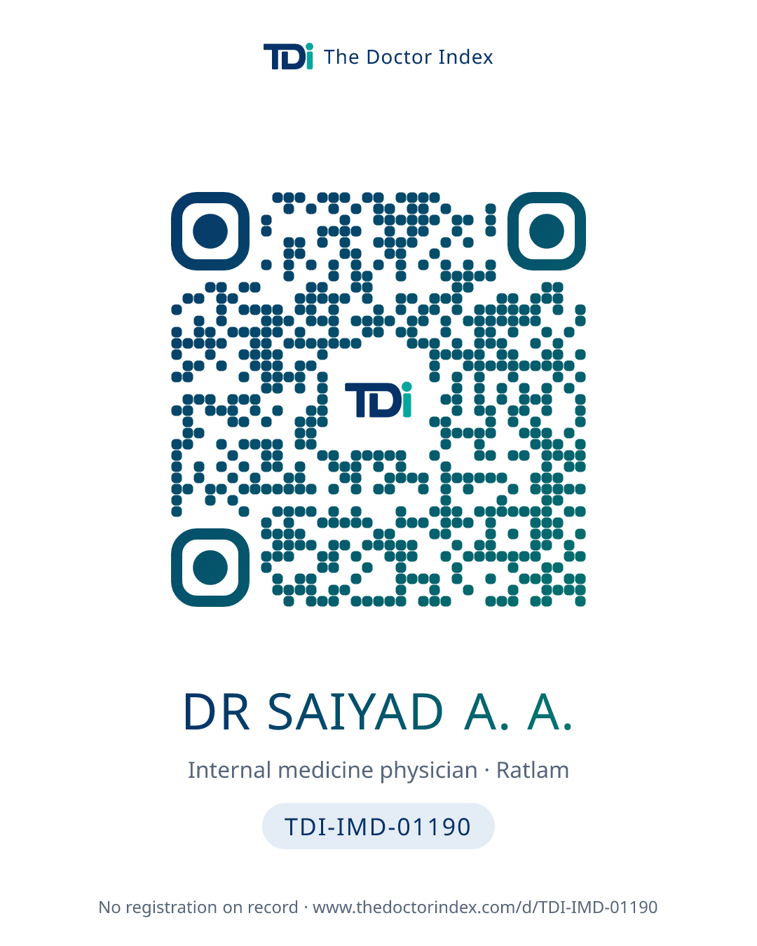 QR card for Dr Saiyad A. A., TDI-IMD-01190