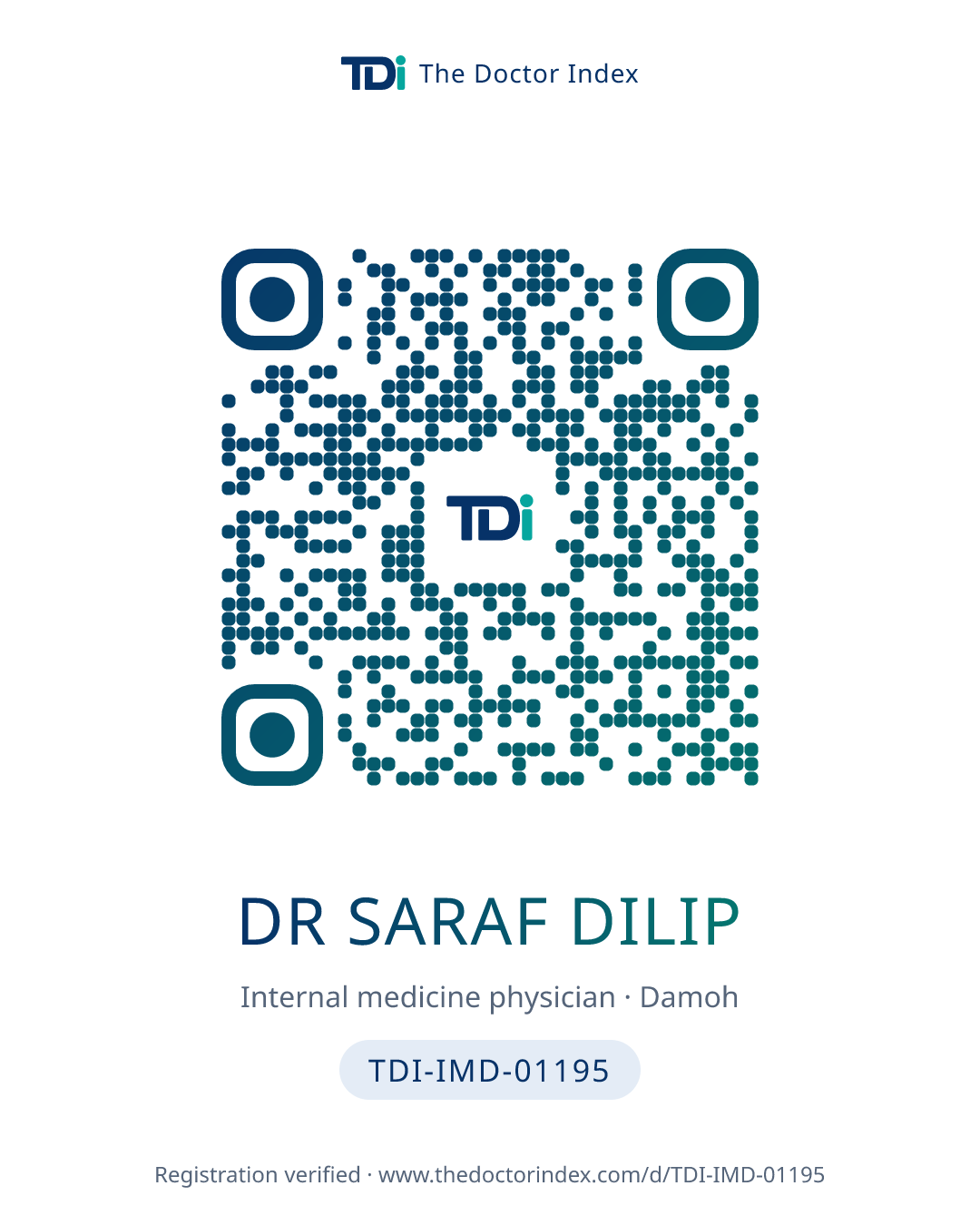 QR card for Dr Saraf Dilip, TDI-IMD-01195
