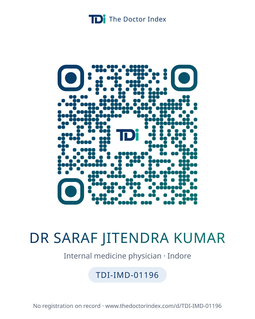 QR card for Dr Saraf Jitendra Kumar, TDI-IMD-01196