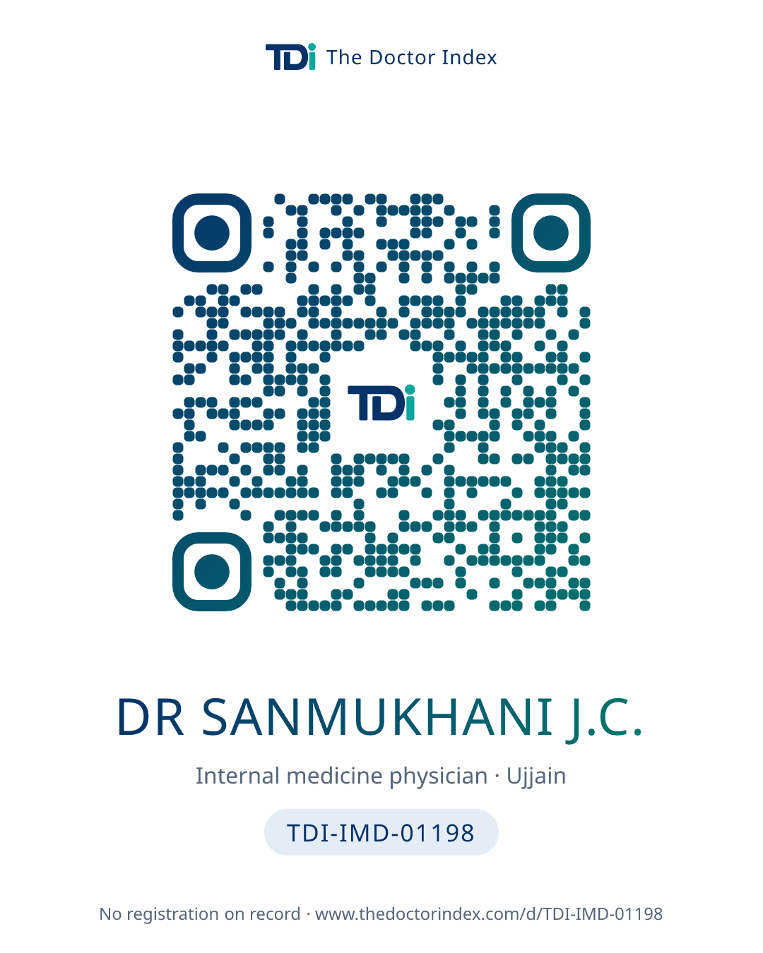 QR card for Dr Sanmukhani J.C., TDI-IMD-01198