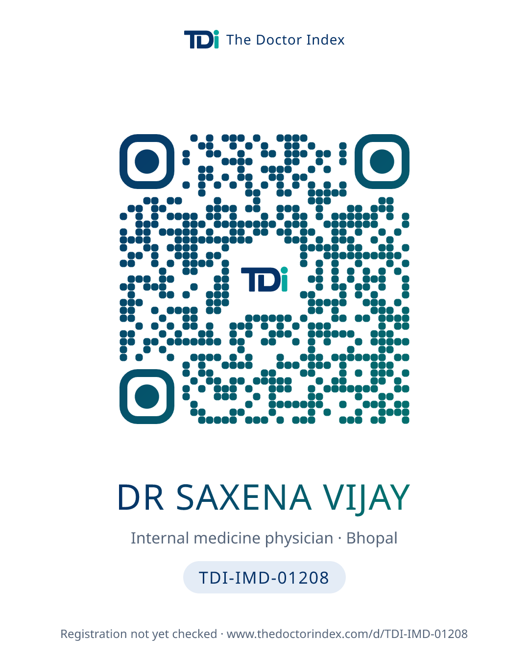 QR card for Dr Saxena Vijay, TDI-IMD-01208