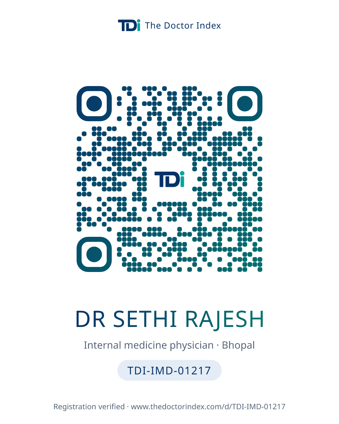 QR card for Dr Sethi Rajesh, TDI-IMD-01217