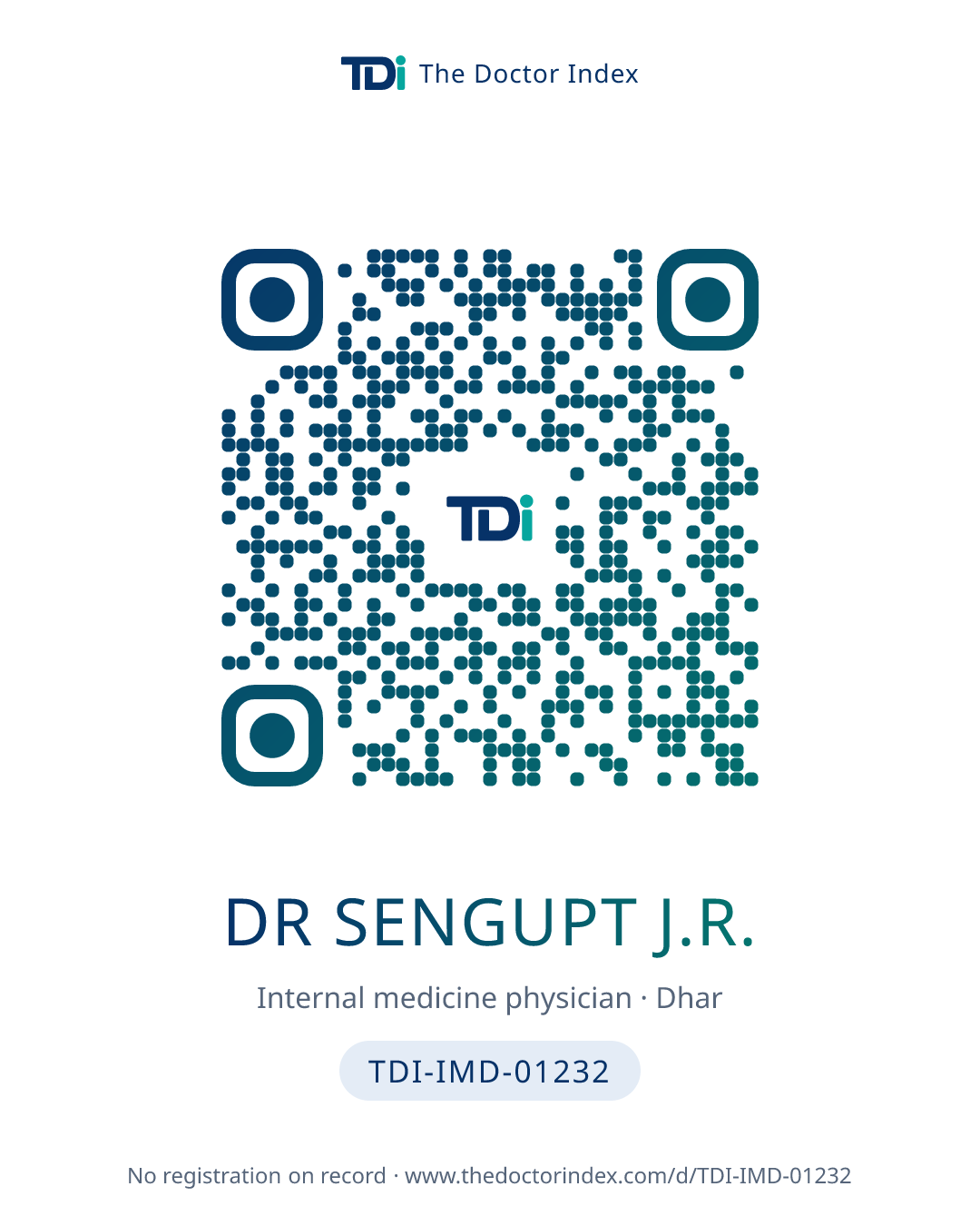 QR card for Dr Sengupt J.R., TDI-IMD-01232