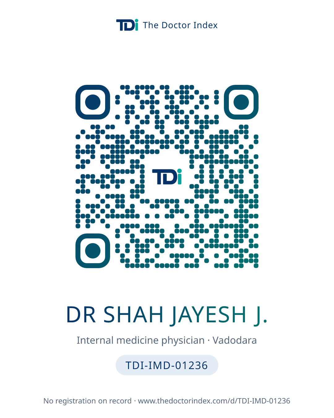 QR card for Dr Shah Jayesh J., TDI-IMD-01236
