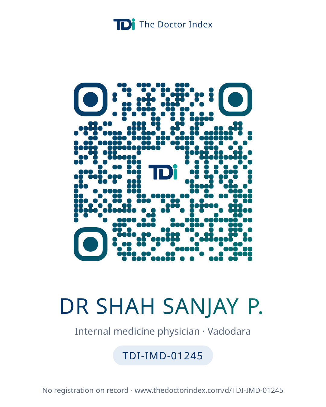 QR card for Dr Shah Sanjay P., TDI-IMD-01245
