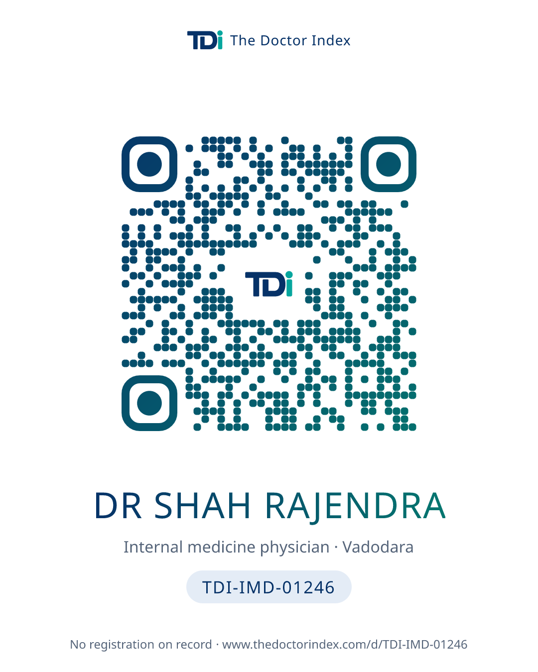 QR card for Dr Shah Rajendra, TDI-IMD-01246