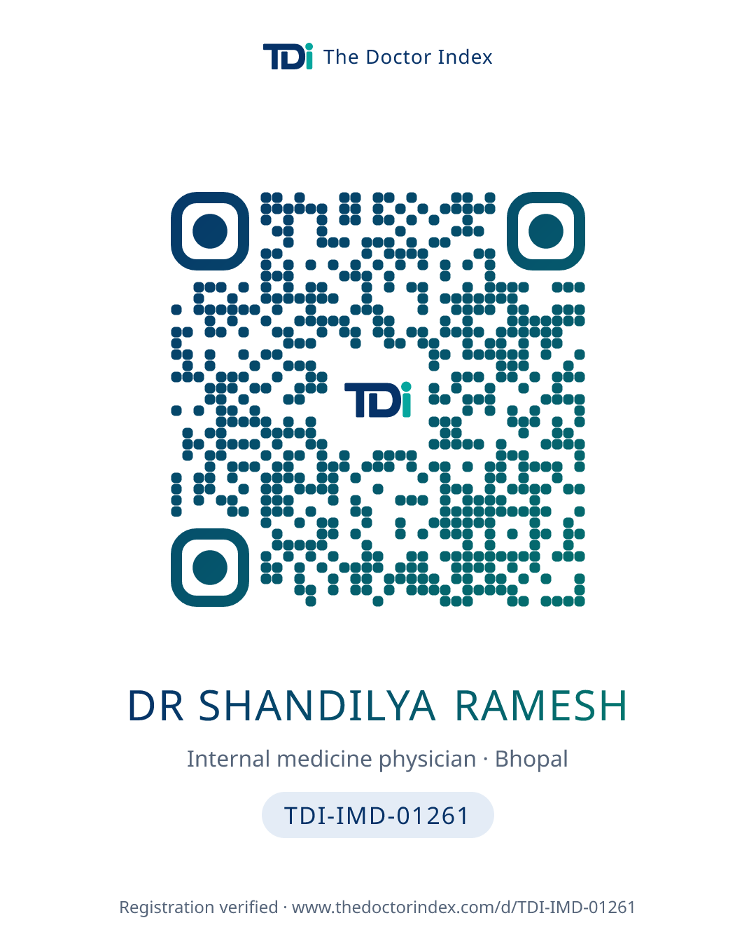 QR card for Dr Shandilya Ramesh, TDI-IMD-01261