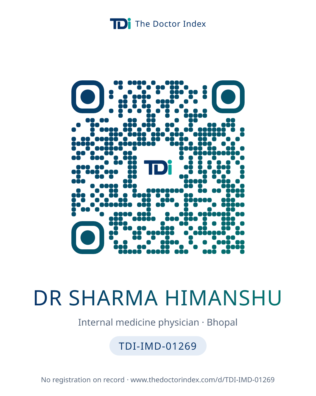 QR card for Dr Sharma Himanshu, TDI-IMD-01269