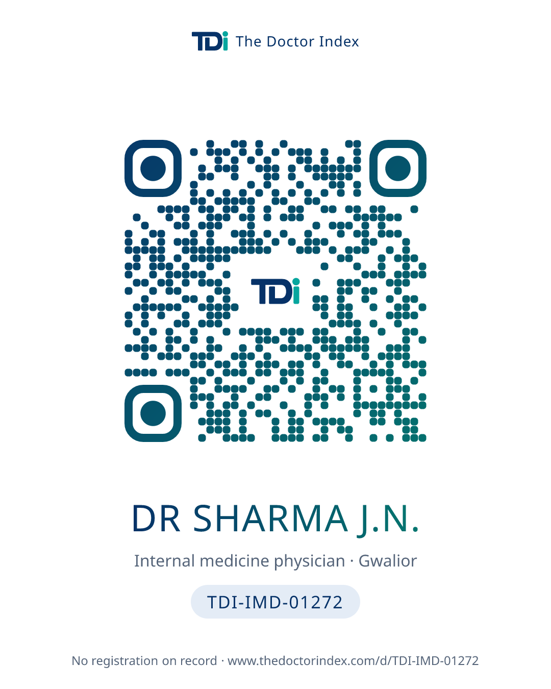 QR card for Dr Sharma J.N., TDI-IMD-01272