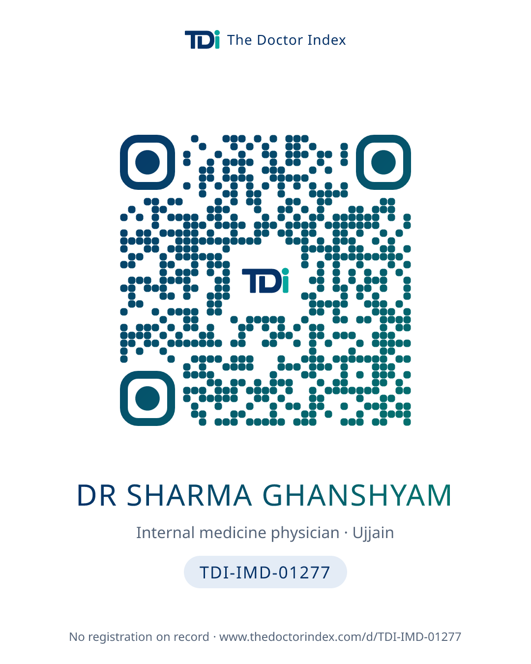 QR card for Dr Sharma Ghanshyam, TDI-IMD-01277