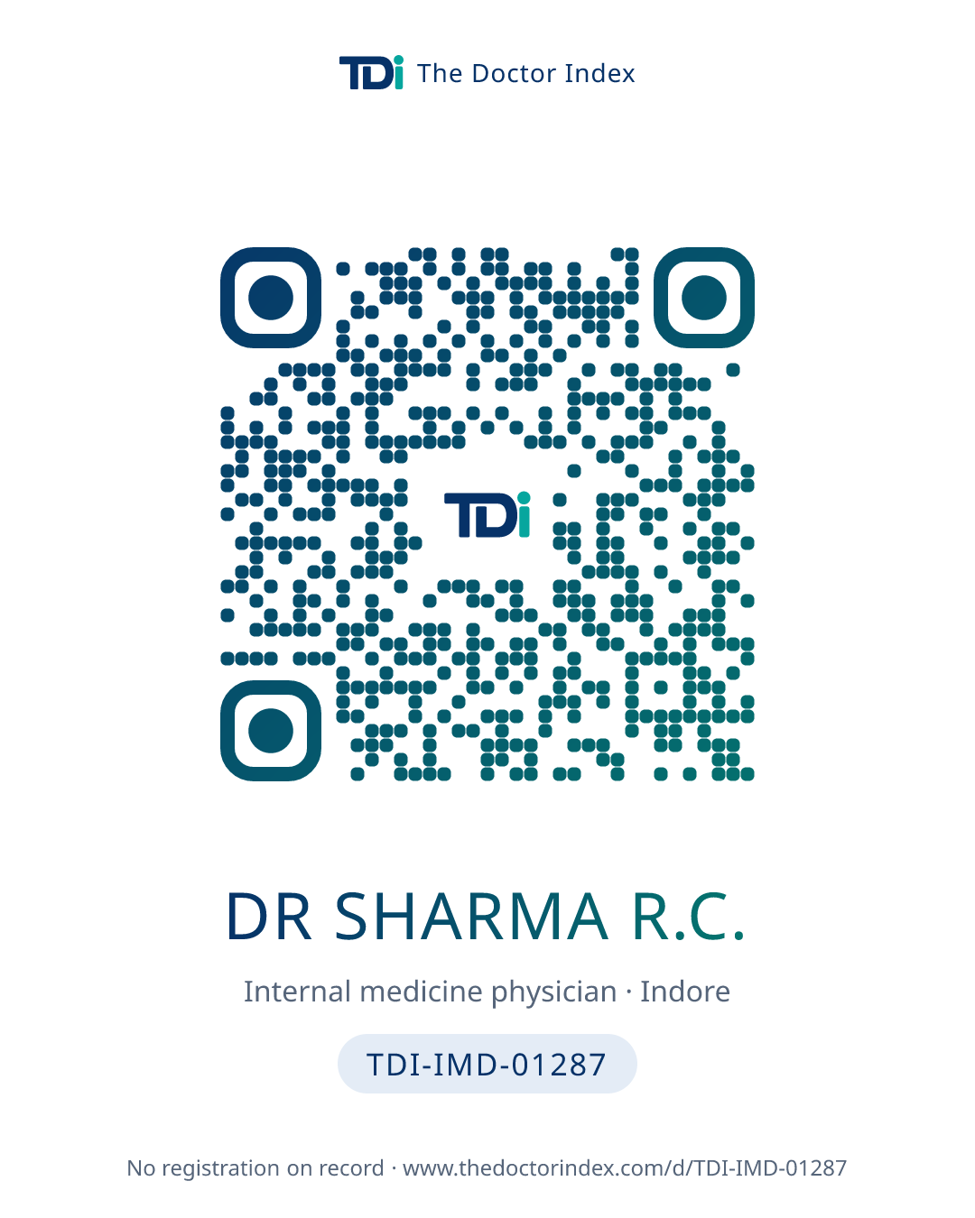 QR card for Dr Sharma R.C., TDI-IMD-01287