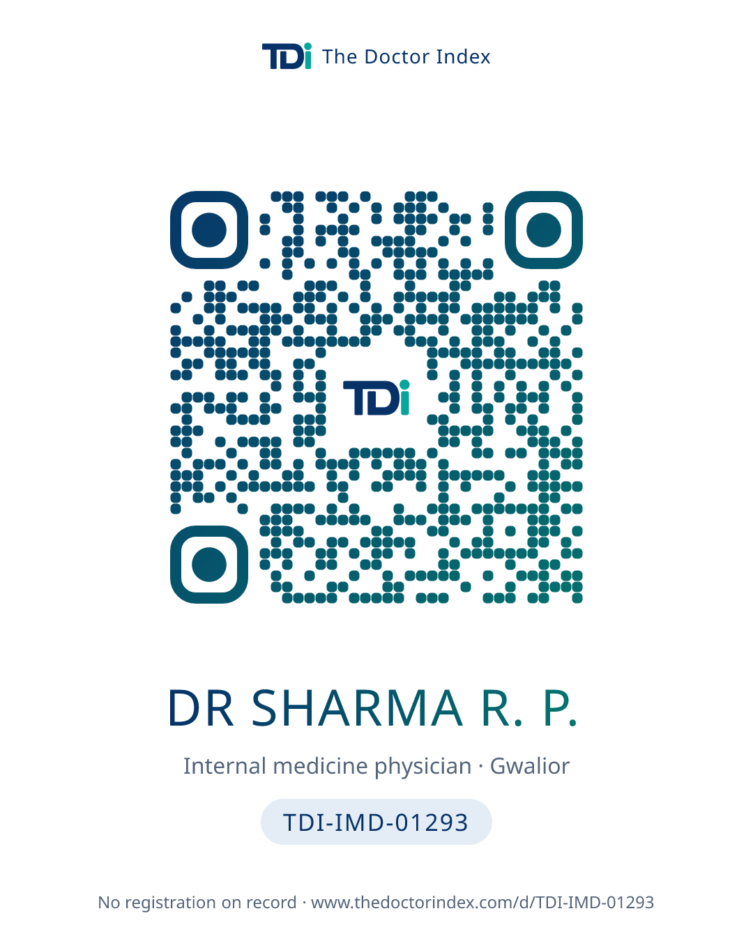 QR card for Dr Sharma R. P., TDI-IMD-01293