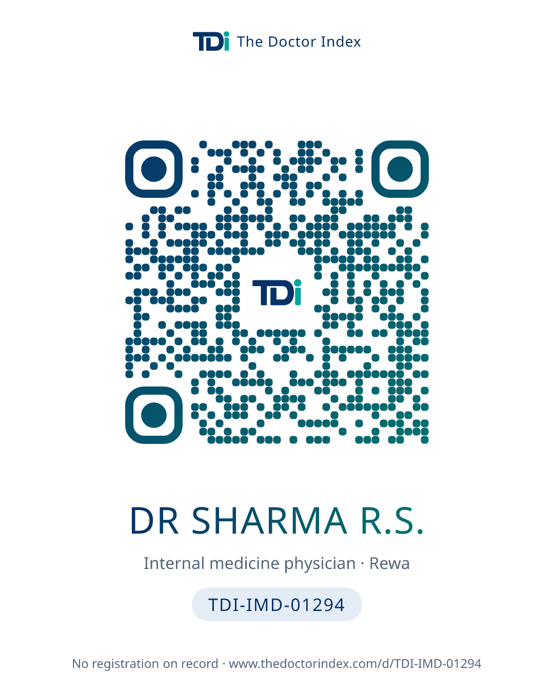 QR card for Dr Sharma R.S., TDI-IMD-01294