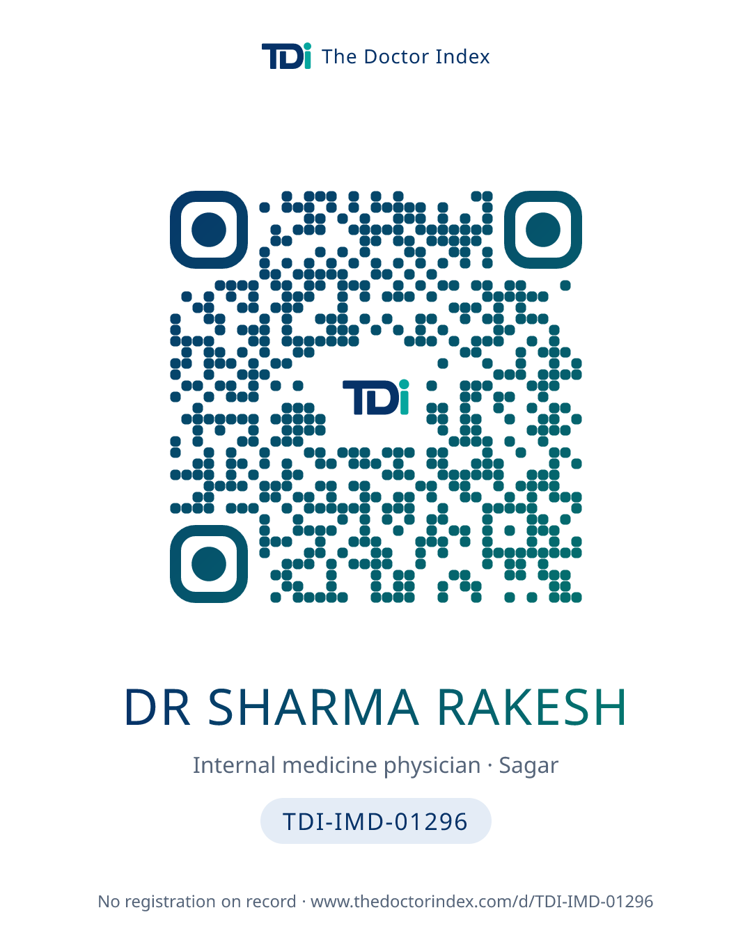 QR card for Dr Sharma Rakesh, TDI-IMD-01296